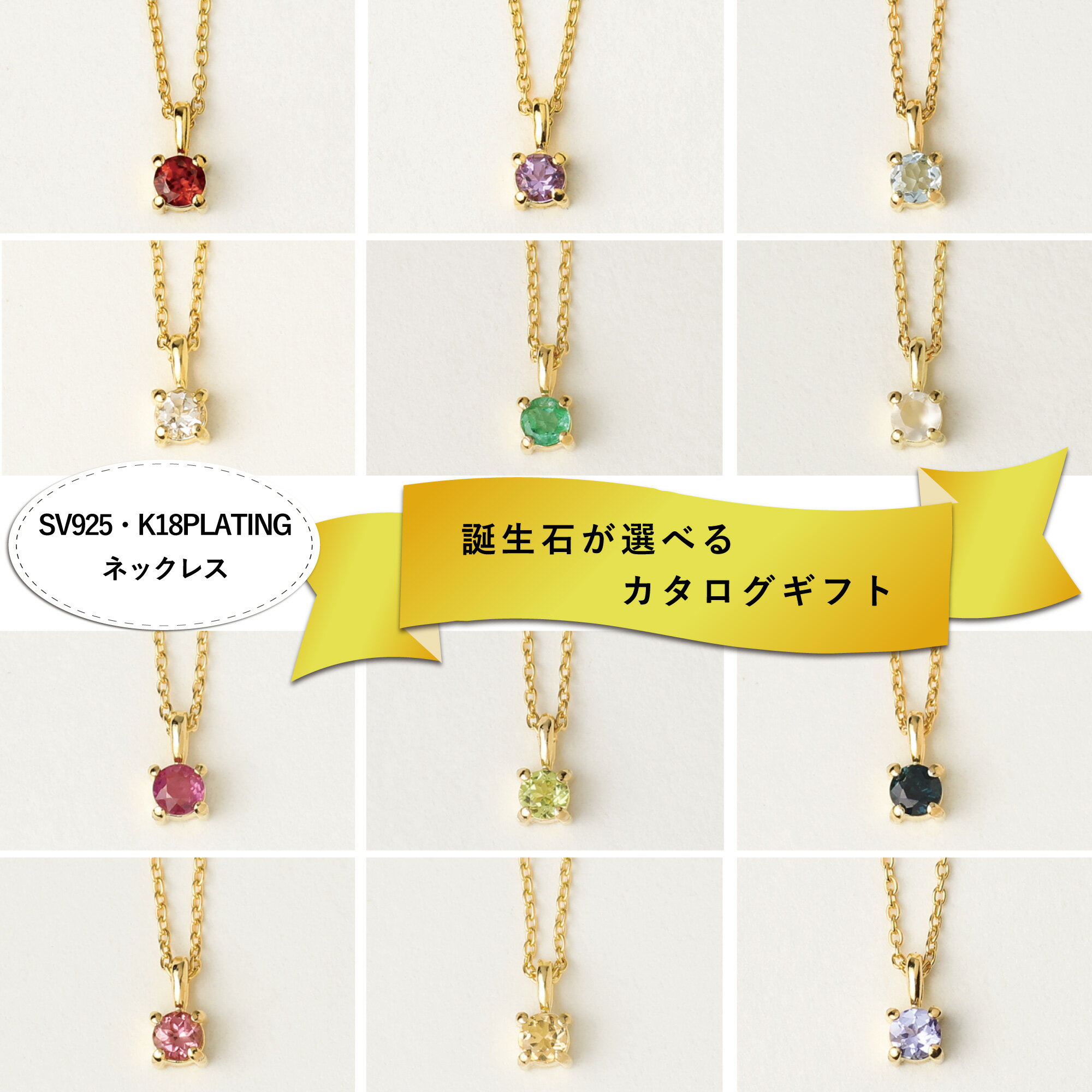 【ふるさと納税】【カタログギフト】ふるさと納税限定｜SV925 K18PL 誕生石ネックレス / カタログSV-06 [AM302] /シルバー SILVER925 ジュエリー アクセサリー カタログ ギフト プレゼント レディース シンプル 定番 ネックレス
