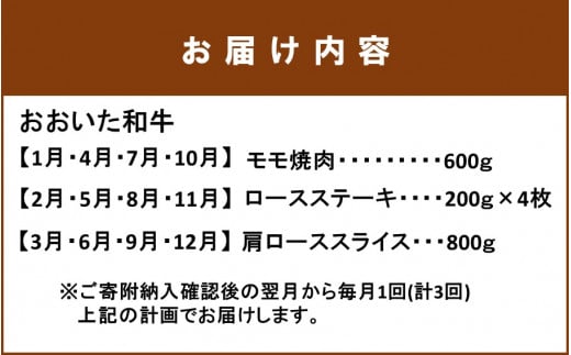 毎月お届け! おおいた和牛 お楽しみ定期便 / 計3回発送_2196R_イメージ5
