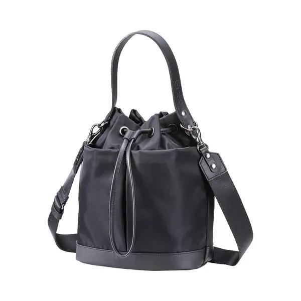 豊岡鞄 TUTUMU sacca Rich S4700RI ブラック/ 巾着型 2WAY BAG ショルダーバッグ 手提げバッグ ショルダベルト付き レディース 高級 おしゃれ バッグ かばん カバン