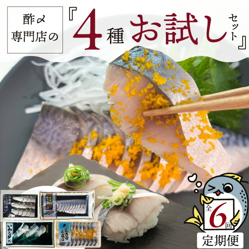 【ふるさと納税】【酢〆専門老舗丸二商店】《6回定期便》お試しセット4種 しめさば 魚 漬け 魚介 海鮮 おつまみ お刺身風 酢〆セット お試し 送料無料