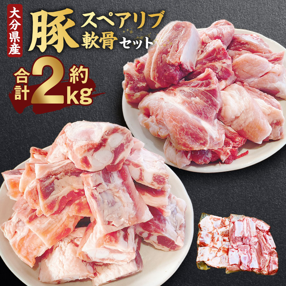 【ふるさと納税】大分県産 豚スペアリブ・豚軟骨（ナンコツ） 合計約2kg（各約1kg） 豚肉 お肉 スペアリブ 豚軟骨 軟骨 ナンコツ なんこつ 煮込み料理 ソーキ 焼肉 焼き肉 冷凍 国産 大分県 臼杵市 送料無料