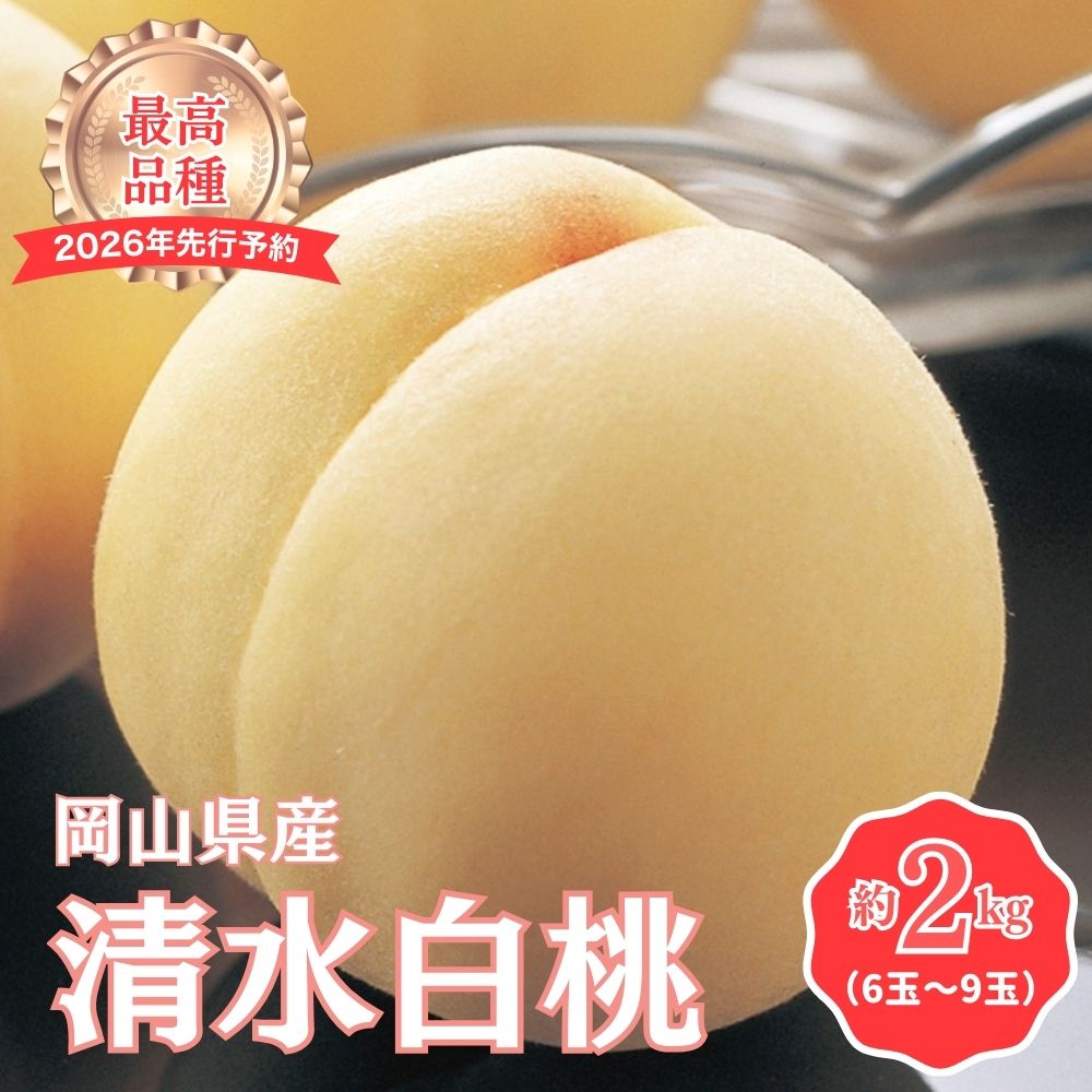 【ふるさと納税】＜2026年先行予約＞［拝郷果樹園］岡山県産 清水白桃 約2kg（6玉〜9玉） | 2キロ 2kg 厳選 希少品種 ふるさと納税 フルーツ 桃 もも 岡山 果物 くだもの 送料無料