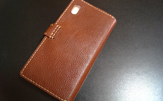 本革製手帳型iPhoneカバー iPhoneX用 ＜ブラック＞ 国産牛ヌメ革 スマホ 手帳型 カバー iPhone iPhoneX 本革 レザー 革製品 ハンドメイド 黒 ブラック  ファッション小物