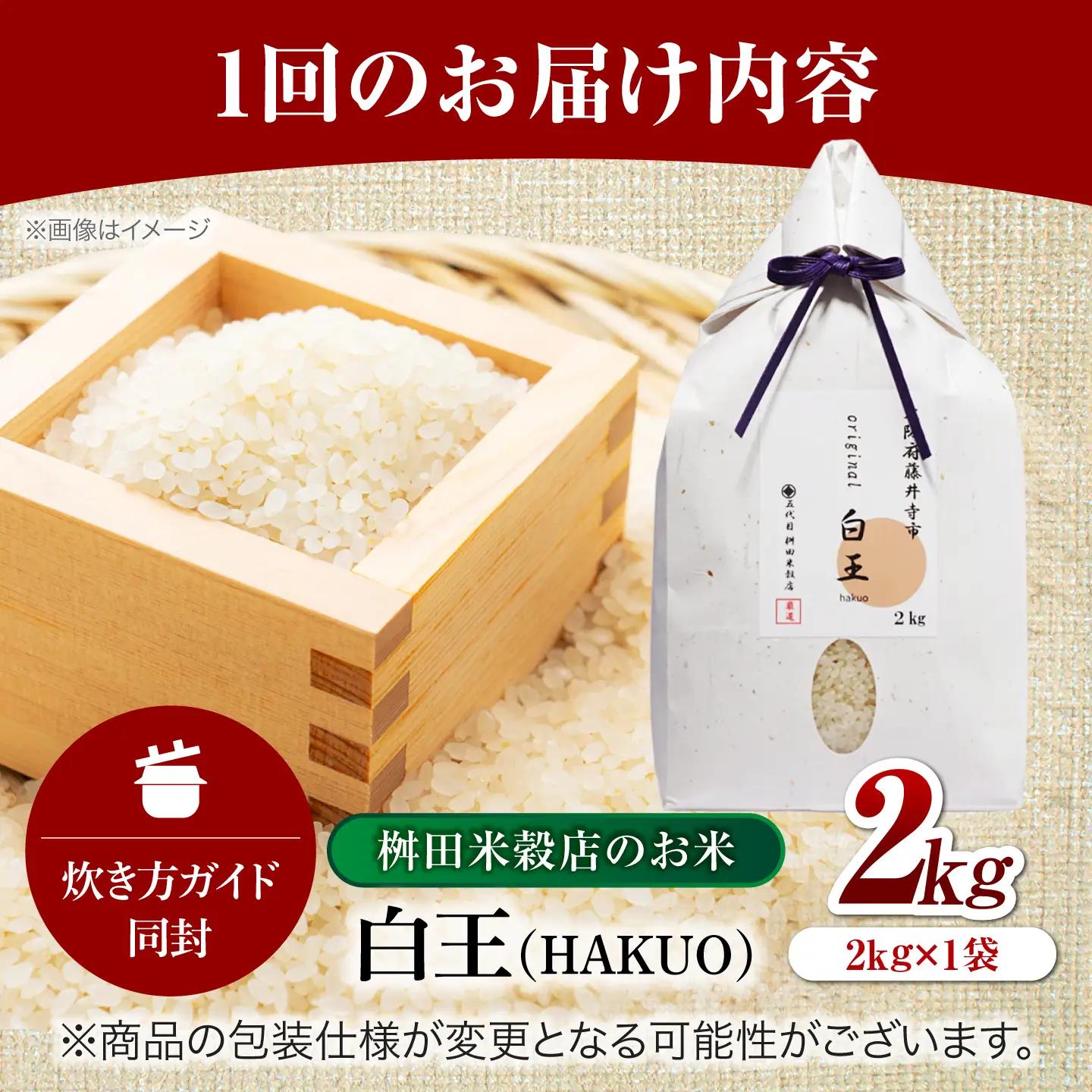 【全3回定期便】 お米 白王(HAKUO)2kg / 米 コメ こめ お米 おこめ ご飯 ごはん ゴハン オリジナル米 ブランド米 白米 精米 魚沼 魚沼産 魚沼市 大阪府 藤井寺市 お米マイスター 
