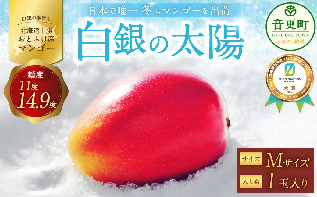 おとふけ産マンゴー「白銀の太陽」Mサイズ×1玉