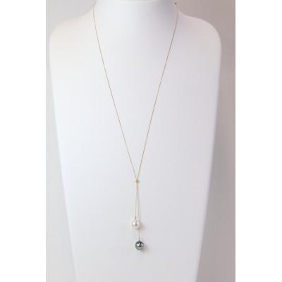 ふるさと納税 山梨市 K18白蝶・黒蝶真珠トリプルスライドネックレス最小40cm〜最大80cm |  | 02