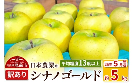 【26年5月発送】りんご 平均糖度13度以上！ シナノゴールド 約5kg 訳あり CA貯蔵 クール便 青森 果物 フルーツ 林檎 リンゴ くだもの 不揃い 規格外