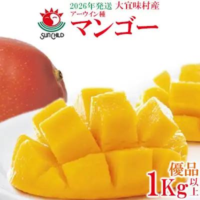 マンゴー【2026年発送】大宜味村産 アーウィン種マンゴー　優品1kg以上 フルーツ 果物