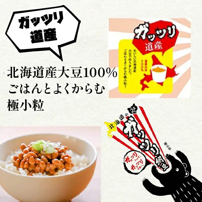 北海道のガッツリ納豆極小粒 100g×3個×10袋(合計30カップ) たれなし 特大カップ 大容量 北海道産 国産 くま納豆【10ヶ月連続お届け】
