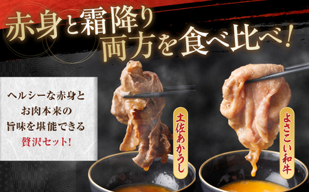 土佐あかうし＆よさこい和牛　すき焼き食べ比べ 各種約450g 総計約900g / やわらか ヘルシー うま味凝縮【(有)山重食肉】[ATAP187]