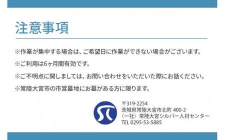 市営墓地清掃 代行サービス 20平方メートル 茨城県 お墓 掃除 【代行】 【ho1380】