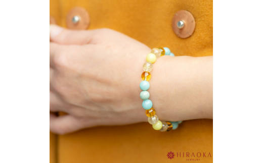 黄金快適ライフ☆パワーストーンブレスレット(金運04)･8mm玉 (18.4cm)