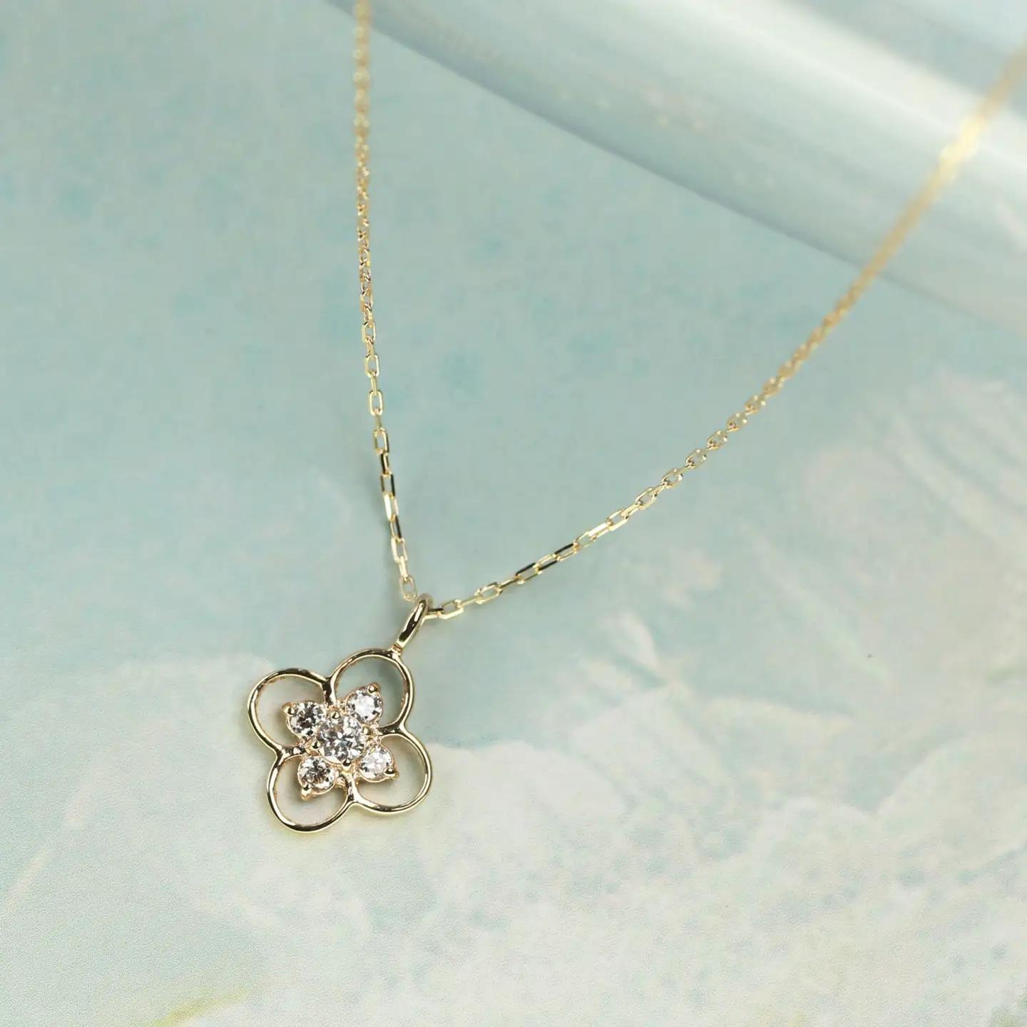 10金イエローゴールド ダイヤモンドネックレス きらめく 0.093ct K10-KN01052 [AM310] / 金 イエローゴールド ダイヤモンド ネックレス アクセサリー ギフト プレゼント