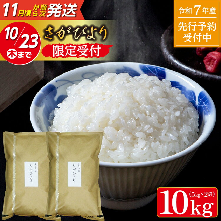 【ふるさと納税】＼10/23まで限定受付／【令和7年産 新米】 さがびより 5kg×2袋 計10kg 粒が大きくふっくら!!高評価米 おにぎり お弁当 にもおススメ | ふるさと納税 米 ふるさと納税 新米 令和7年産 お米 白米 10kg 5kg ふるさと 人気 令和7年 こめ コメ ごはん _c-127