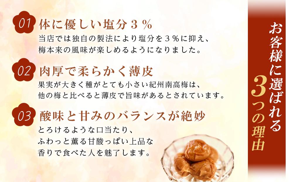 紀州南高梅　しそ漬け梅　塩分3％（１キロ）　