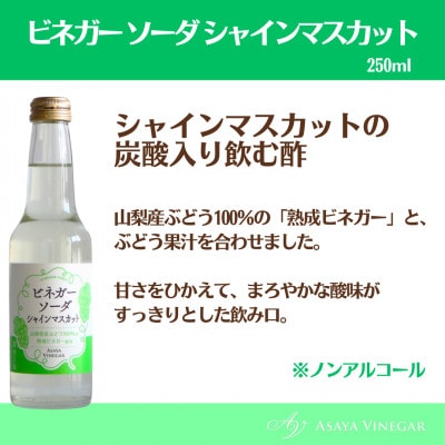 山梨産ぶどう100%の熟成ビネガーの、そのまま飲める「ビネガーソーダシャインマスカット24本セット」【1658353】