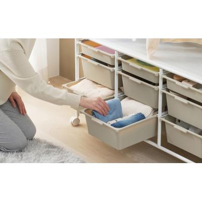 ふるさと納税 大河原町 キッズ収納ハンガーラック  幅約102.8cm ホワイト/ベージュ　アイリス[53753083] |  | 03