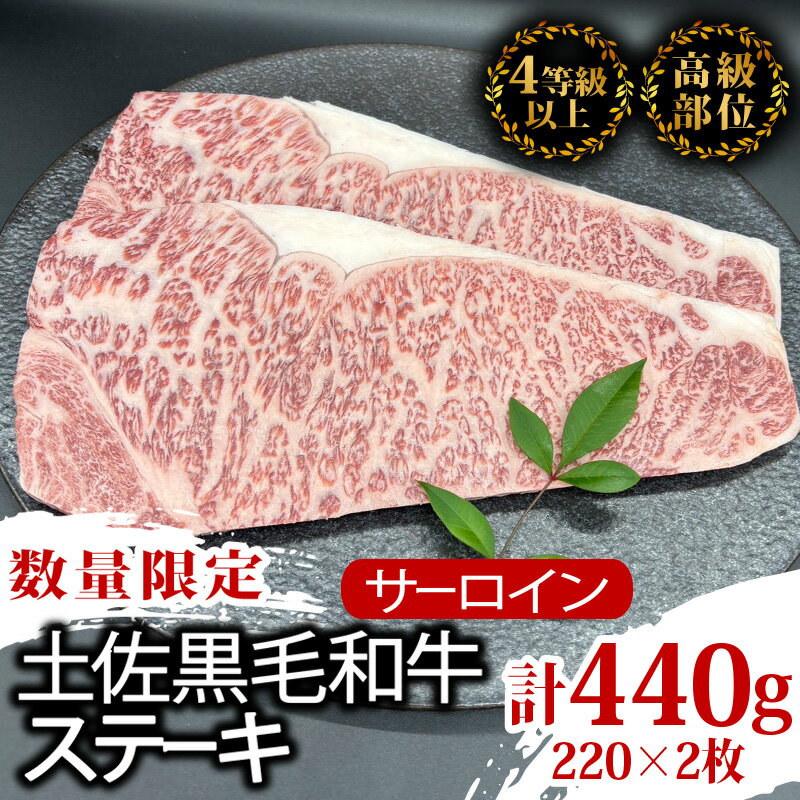 【ふるさと納税】 サーロインステーキ 440g ( 220g × 2枚 ) 土佐 黒毛 和牛 | 特撰 サーロイン肉 最上位等級 A4 A5 最高 ランク 贅沢 厚切り ステーキ用 焼肉用 キャンプ飯 国産 牛肉 高知県 須崎市 ふるさと納税和牛 TM010