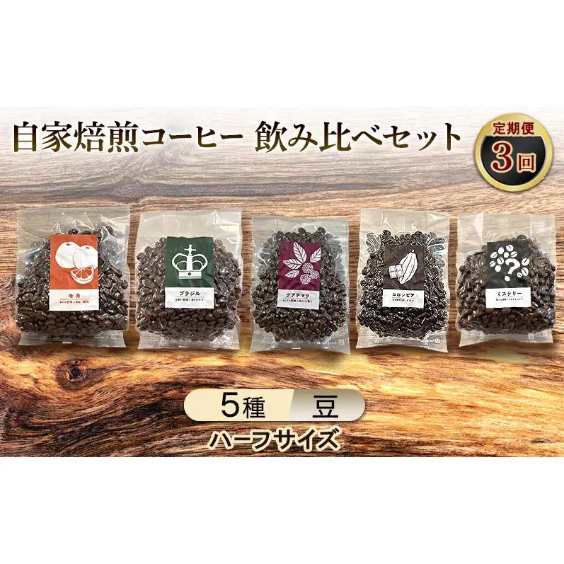 飲み比べセット 自家焙煎コーヒー 5種 飲み比べセット【5種 計6袋】【定期便 3ヶ月】