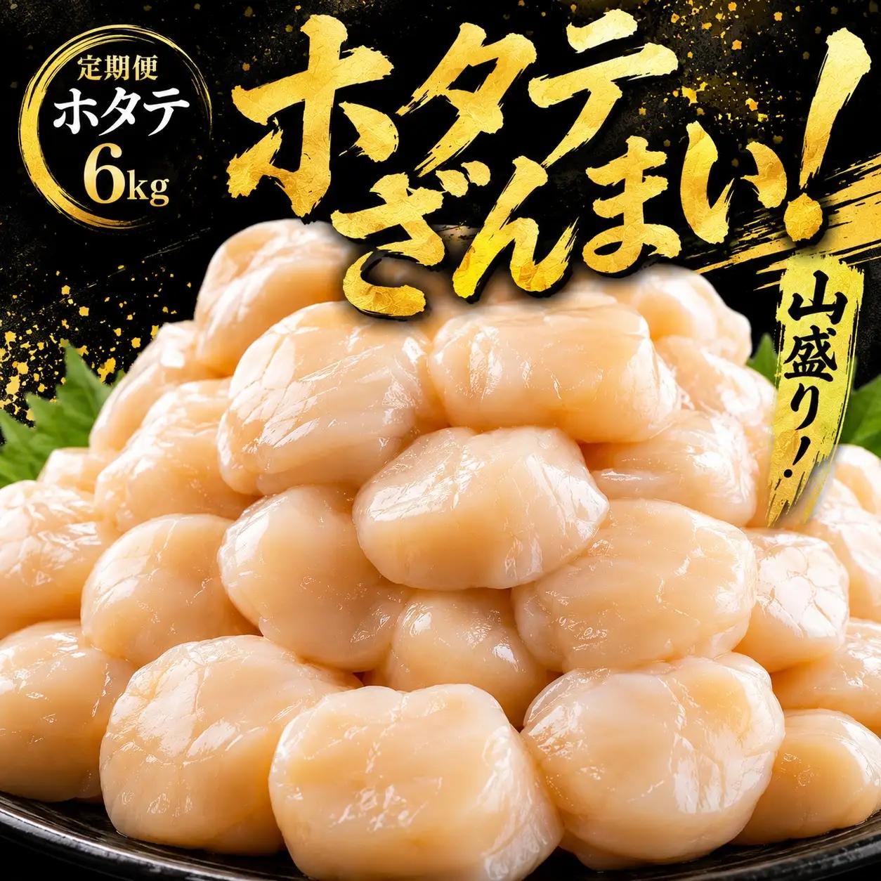【定期便6ヵ月・隔月】北海道オホーツク産 ホタテ 貝柱 6kg 訳あり ホタテ AH048