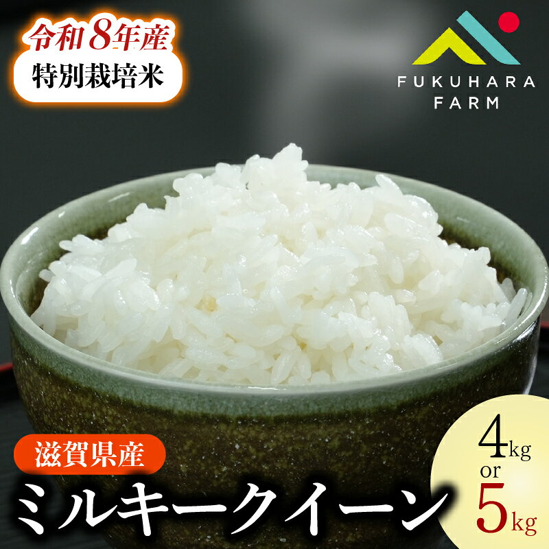 【ふるさと納税】 令和8年産 新米 特別栽培米 ミルキークイーン 4kg / 5kg 選べる 米 精米 こめ コメ お米 ご飯 米 ミルキー クイーン 4キロ 5キロ 令和8年 みるきーくいーん ふるさと納税米 容量違い おにぎり お弁当 滋賀 彦根
