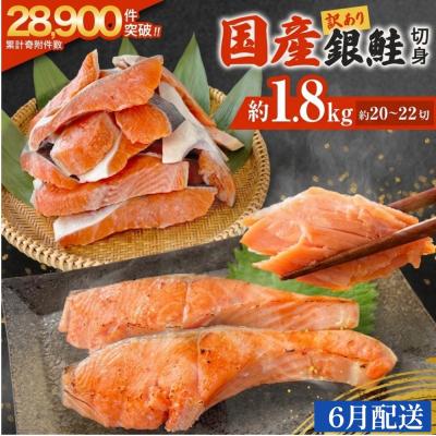 ふるさと納税 石巻市 【6月配送】訳あり 国産 銀鮭 1.8kg 切り身 鮭 さけ 冷凍 不揃い サーモン 塩鮭 石巻