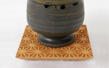 【高島屋選定品】吉祥文様コースター 4枚セット ｜ コースター コースターセット 木製 無垢材 天然木  カフェ 縁起物 プレゼント 和柄 麻の葉 青海波 七宝 毘沙門亀甲 飛騨高山 雉子舎 ATKJ