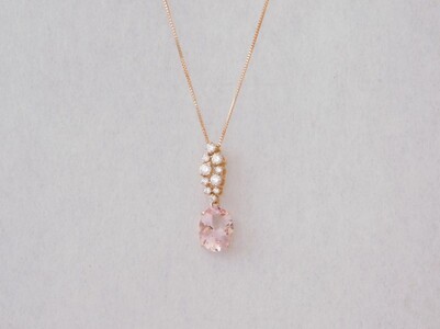 【ふるなび限定】【一点もの】モルガナイト（1.38ct）ダイヤモンドK18PGペンダント　J12　K06086-H　FN-Limited-SP