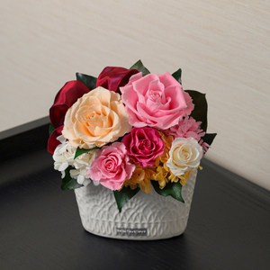キャンティ 花 お花 プリザーブドフラワー ギフト プレゼント お祝い 誕生日 お供え アレンジ インテリア 東京都 墨田区 イエロ×オレンジ