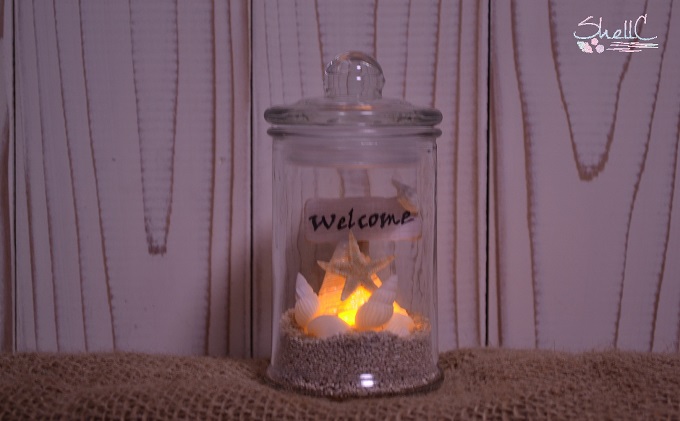 シェルランプ　【Welcome】 雑貨 日用品 インテリア 貝殻のランプ 灯り 手づくり 