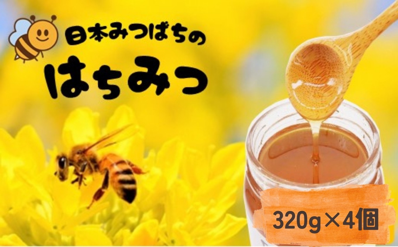 
            和水町産 日本蜜蜂のはちみつ｢希少品｣ 320g×4個 | 熊本県 熊本 くまもと 和水町 なごみまち なごみ ハチミツ ハチミツ 蜂蜜 日本蜜蜂 国産 320g×4個 瓶
          