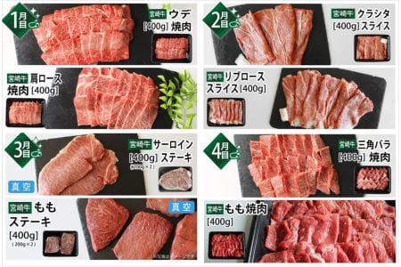 【定期便】宮崎牛豪華バラエティ6か月コース 4.6kg（36-201）