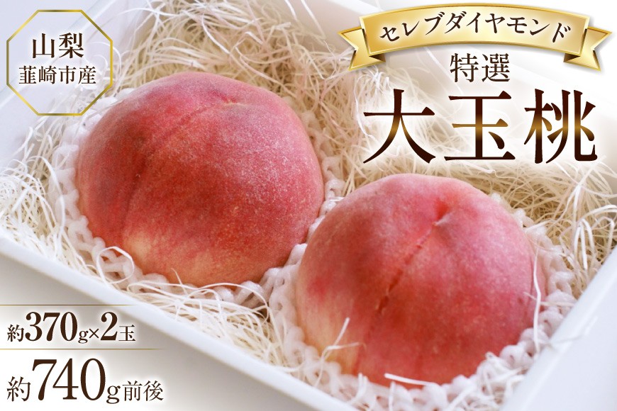 
            【2026年発送】特選 桃 山梨 詰め合わせ セレブ ダイヤモンド 大玉桃 大玉 一玉 約 370g 2玉 740g 前後 韮崎市産 もも 桃 モモ フルーツ 果物 山梨県産 産地直送 期間限定 季節限定 冷蔵[Inakakara 山梨県 韮崎市 20745252]
          